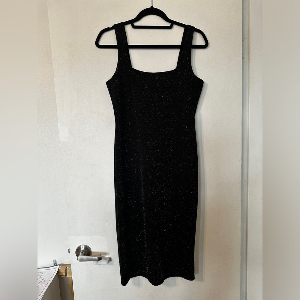 Poison Ivy Sparkle Black Body Con Midi Dress